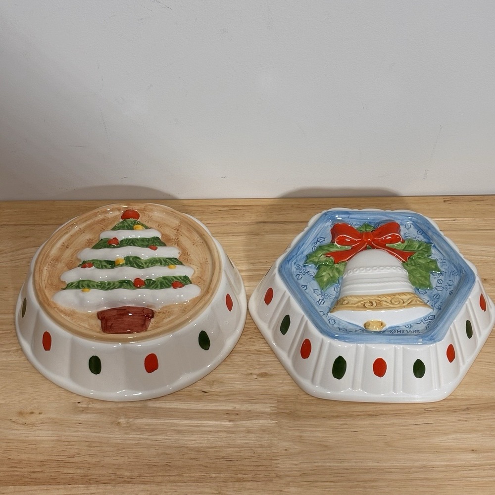 Vintage 1980's HIMARK Holiday Decorative Ceramic Molds Japan Lot Of 2